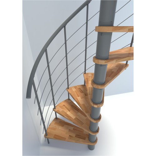 Minka Spindeltreppe Venezia Smart 38 - 305,5cm Geschosshöhe Buche Grau 100cm Durchmesser