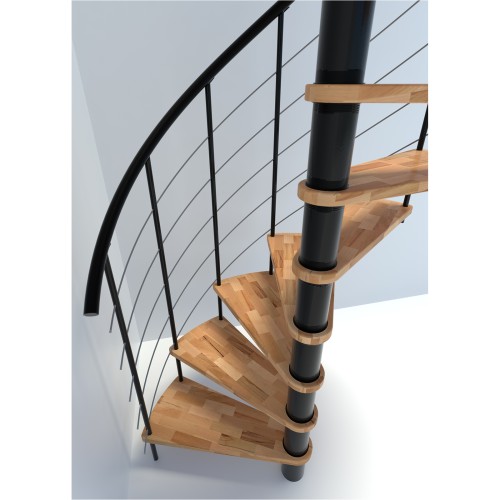 Minka Spindeltreppe Venezia Smart 38 - 305,5cm Geschosshöhe Buche Schwarz 120cm Durchmesser