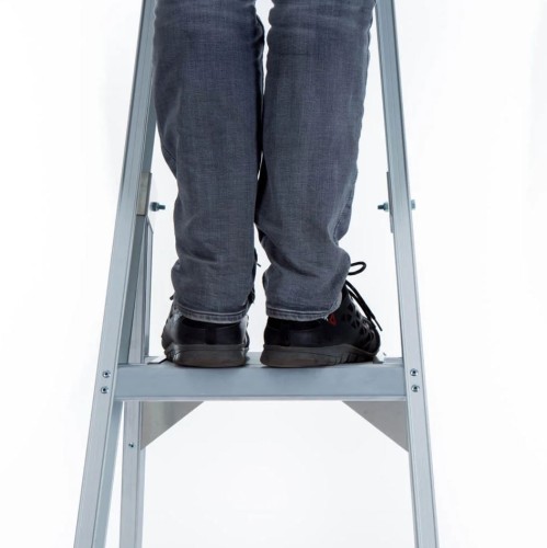 ASC Eurostairs Stufenstehleiter einseitig eloxiert mit Plattform