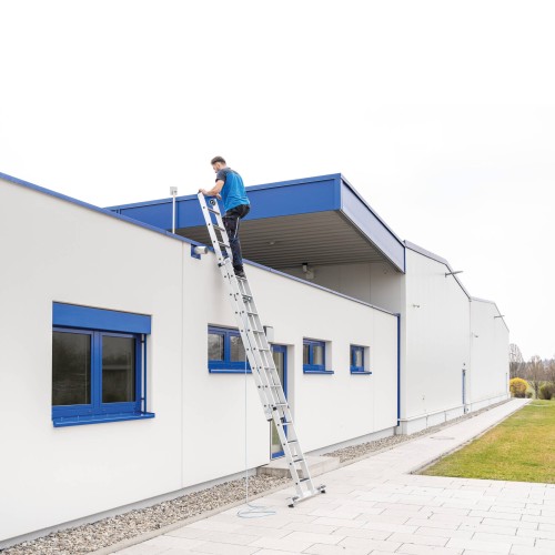 MUNK Stufen- Seilzugleiter 2-teilig mit Handlauf und Ausstiegsholm 2x12 Stufen