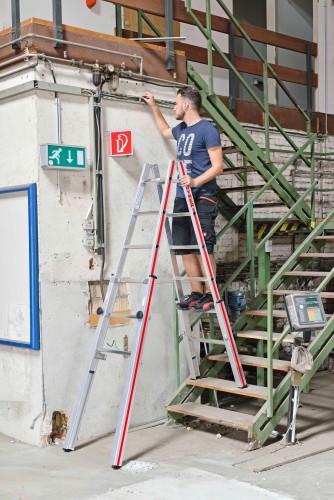 Hymer Treppenstehleiter Teleskopleiter mit patentierter Feststellvorrichtung