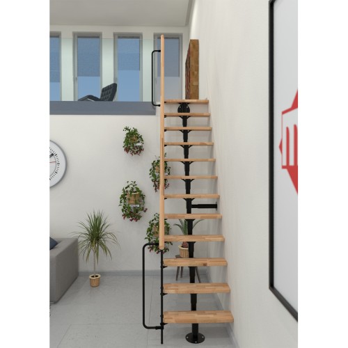 Minka Mittelholmtreppe Joker 35 - 304cm Geschosshöhe Buche Schwarz