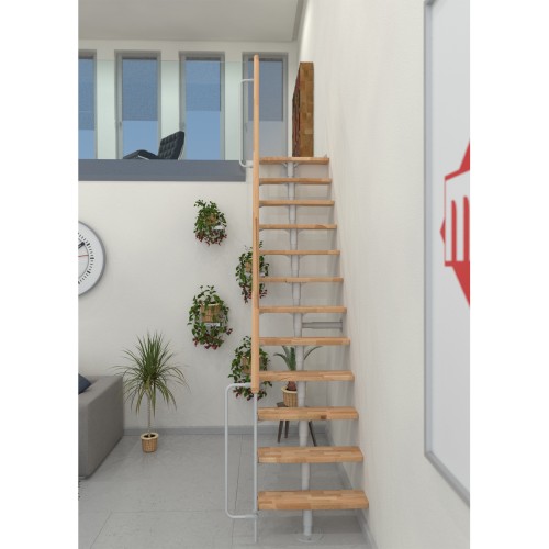 Minka Mittelholmtreppe Joker 35 - 304cm Geschosshöhe Buche Weiß