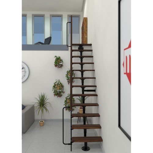 Minka Mittelholmtreppe Joker 35 - 304cm Geschosshöhe Walnuss Schwarz