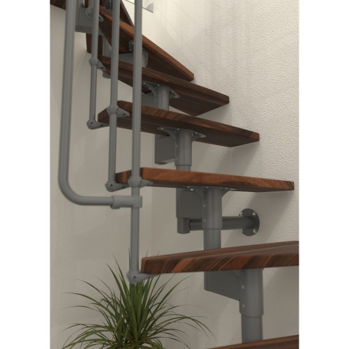 Minka Mittelholmtreppe Joker Turn 180° 35 - 304cm Geschosshöhe Walnuss Grau