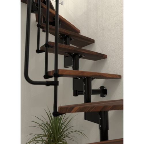 Minka Mittelholmtreppe Joker Turn 180° 35 - 304cm Geschosshöhe Walnuss Schwarz