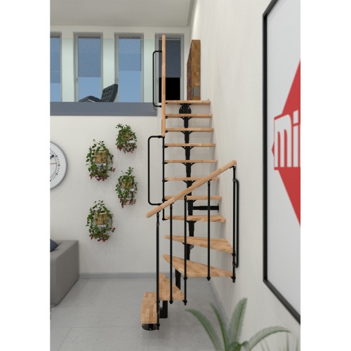 Minka Mittelholmtreppe Joker Turn 35 - 304cm Geschosshöhe Buche Schwarz
