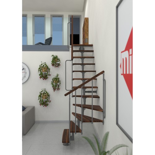 Minka Mittelholmtreppe Joker Turn 35 - 304cm Geschosshöhe Walnuss Grau