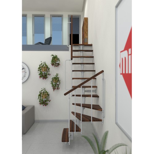 Minka Mittelholmtreppe Joker Turn 35 - 304cm Geschosshöhe Walnuss Weiß