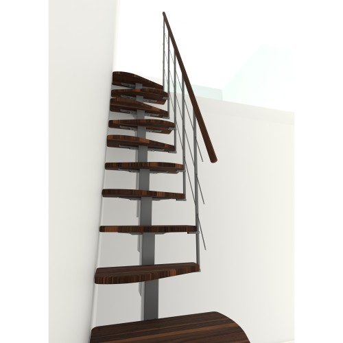 Minka Mittelholmtreppe Quatro Turn 38 - 298cm Geschosshöhe Walnuss Grau