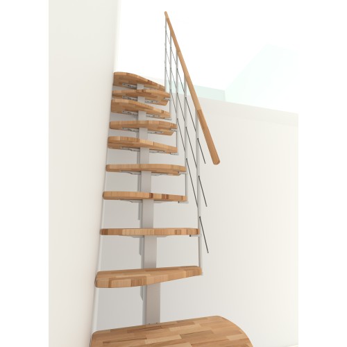 Minka Mittelholmtreppe Quatro Turn 38 - 298cm Geschosshöhe Buche Weiß