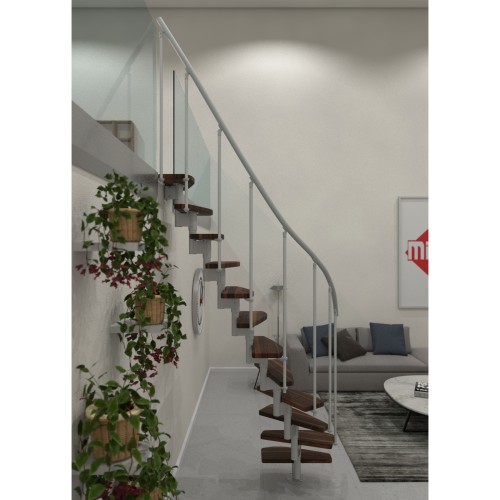 Minka Raumspartreppe Monte Carlo 35 - 293,8cm Geschosshöhe Walnuss Weiß