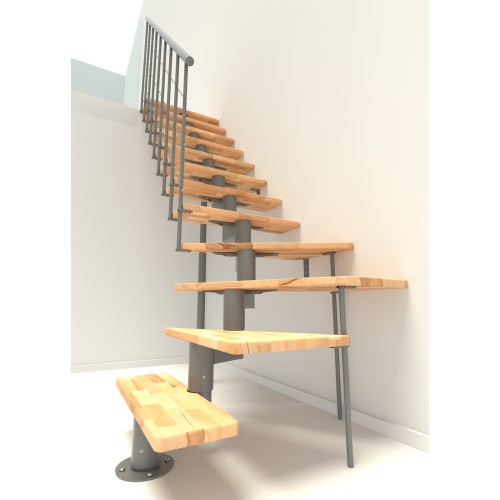 Minka Mittelholmtreppe Comfort Top Turn 37 - 312cm Geschosshöhe Buche Grau
