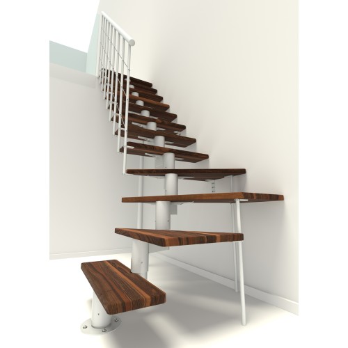 Minka Mittelholmtreppe Comfort Top Turn 37 - 312cm Geschosshöhe Walnuss Weiß