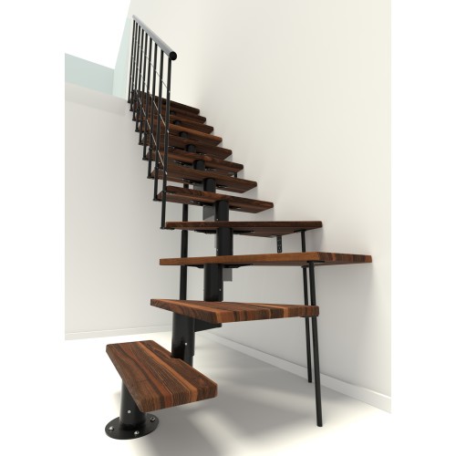 Minka Mittelholmtreppe Comfort Top Turn 37 - 312cm Geschosshöhe Walnuss Schwarz