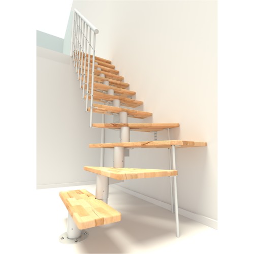 Minka Mittelholmtreppe Comfort Top Turn 37 - 312cm Geschosshöhe Buche Weiß