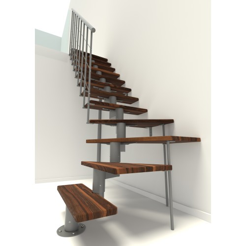 Minka Mittelholmtreppe Comfort Top Turn 37 - 312cm Geschosshöhe Walnuss Grau