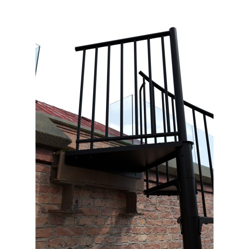 Minka Außenspindeltreppe Rondo Zink Color 38 - 305,5cm Geschosshöhe Schwarz 160cm Durchmesser