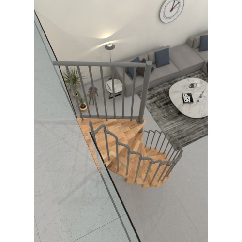 Minka Spindeltreppe Paris 38 - 282cm Geschosshöhe Buche Grau 140cm Durchmesser