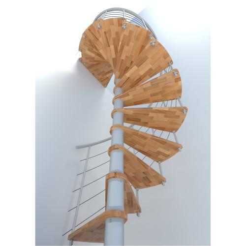 Minka Spindeltreppe Venezia Smart 38 - 305,5cm Geschosshöhe Buche Weiß 140cm Durchmesser