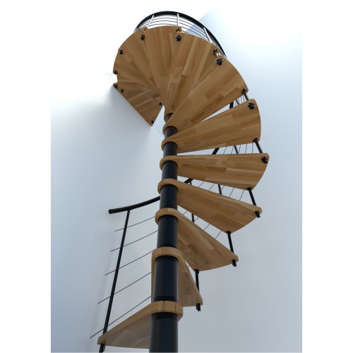 Minka Spindeltreppe Venezia Smart 38 - 305,5cm Geschosshöhe Eiche Schwarz 160cm Durchmesser