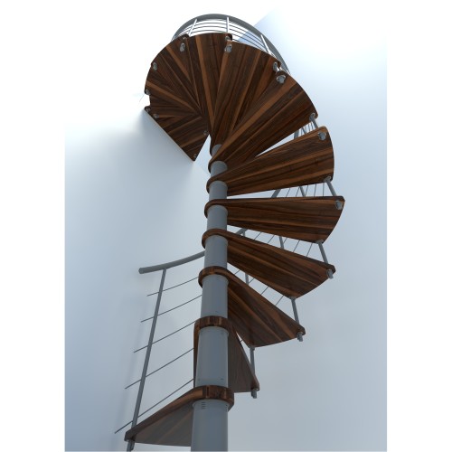 Minka Spindeltreppe Venezia Smart 38 - 305,5cm Geschosshöhe Walnuss Grau 140cm Durchmesser
