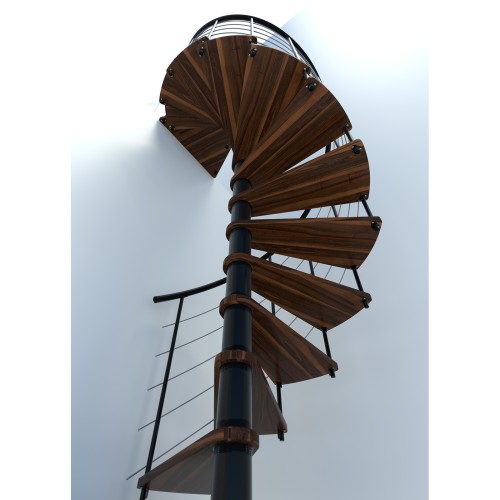 Minka Spindeltreppe Venezia Smart 38 - 305,5cm Geschosshöhe Walnuss Schwarz 140cm Durchmesser