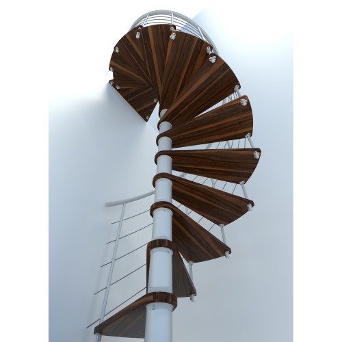 Minka Spindeltreppe Venezia Smart 38 - 305,5cm Geschosshöhe Walnuss Weiß 160cm Durchmesser
