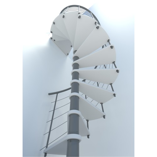 Minka Spindeltreppe Venezia Smart 38 - 305,5cm Geschosshöhe Weiß Grau 140cm Durchmesser