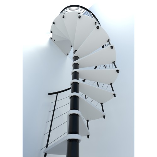 Minka Spindeltreppe Venezia Smart 38 - 305,5cm Geschosshöhe Weiß Schwarz 120cm Durchmesser