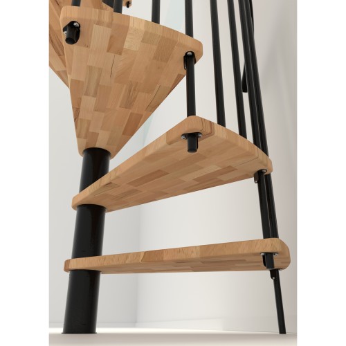 Minka Spindeltreppe Spiral Smart 38 - 305,5cm Geschosshöhe Buche Schwarz 160cm Durchmesser