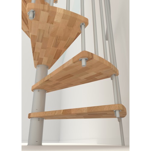 Minka Spindeltreppe Spiral Smart 38 - 305,5cm Geschosshöhe Buche Weiß 100cm Durchmesser