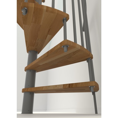 Minka Spindeltreppe Spiral Smart 38 - 305,5cm Geschosshöhe Eiche Grau 140cm Durchmesser