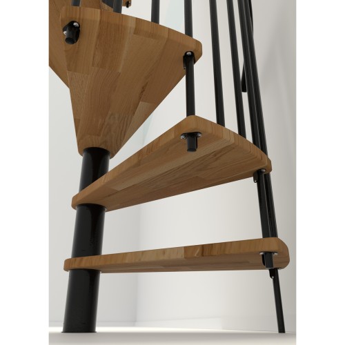 Minka Spindeltreppe Spiral Smart 38 - 305,5cm Geschosshöhe Eiche Schwarz 160cm Durchmesser