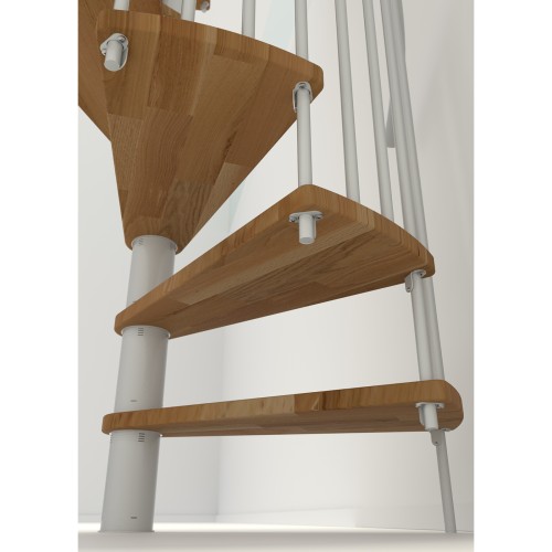 Minka Spindeltreppe Spiral Smart 38 - 305,5cm Geschosshöhe Eiche Weiß 140cm Durchmesser