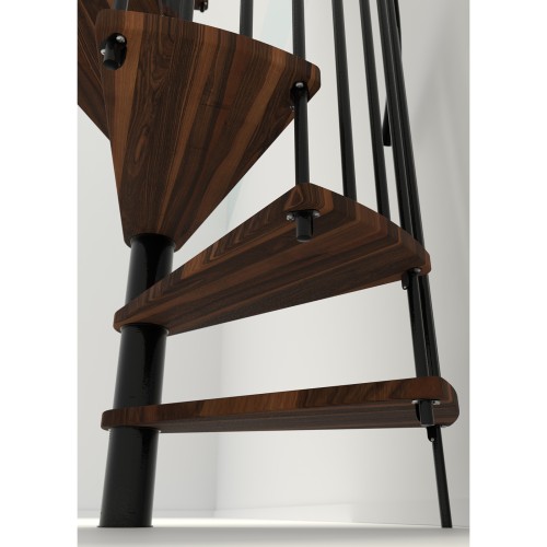 Minka Spindeltreppe Spiral Smart 38 - 305,5cm Geschosshöhe Walnuss Schwarz 120cm Durchmesser