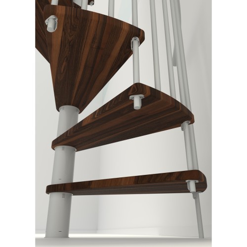Minka Spindeltreppe Spiral Smart 38 - 305,5cm Geschosshöhe Walnuss Weiß 120cm Durchmesser
