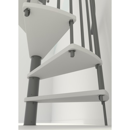 Minka Spindeltreppe Spiral Smart 38 - 305,5cm Geschosshöhe Weiß Grau 140cm Durchmesser