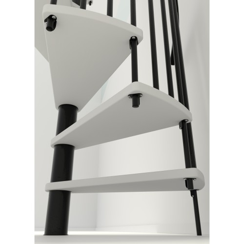 Minka Spindeltreppe Spiral Smart 38 - 305,5cm Geschosshöhe Weiß Schwarz 120cm Durchmesser