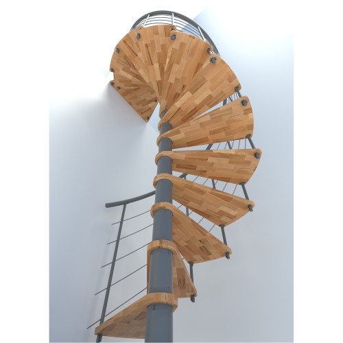 Minka Spindeltreppe Venezia Smart 38 - 305,5cm Geschosshöhe Buche Grau 100cm Durchmesser