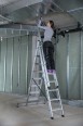 MUNK Stufen- Mehrzweckleiter mit Wandlaufrollen und Nivello® Traverse 3x6 Stufen MUNK Stufen- Mehrzweckleiter mit Wandlaufrollen und Nivello® Traverse 3x6 Stufen-small