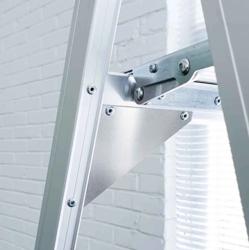 ASC Eurostairs Stufenstehleiter einseitig eloxiert mit Plattform