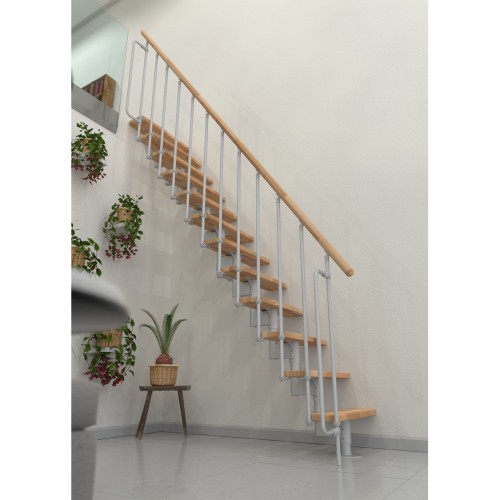 Minka Mittelholmtreppe Joker 35 - 304cm Geschosshöhe Buche Weiß
