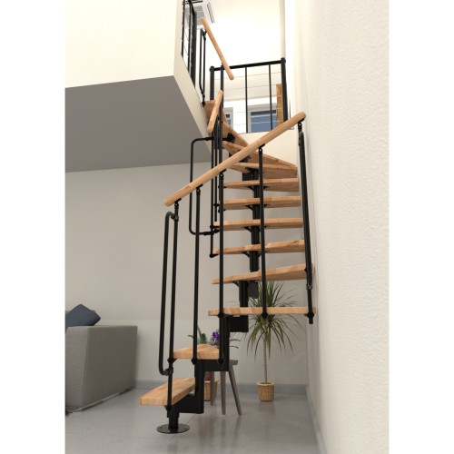 Minka Mittelholmtreppe Joker Turn 180° 35 - 304cm Geschosshöhe Buche Schwarz
