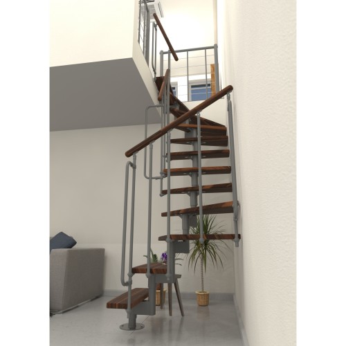 Minka Mittelholmtreppe Joker Turn 180° 35 - 304cm Geschosshöhe Walnuss Grau