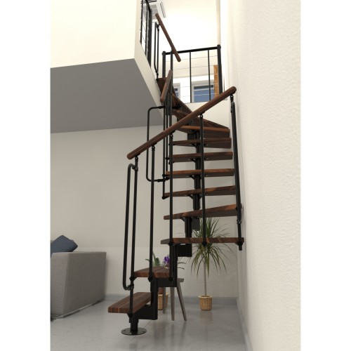 Minka Mittelholmtreppe Joker Turn 180° 35 - 304cm Geschosshöhe Walnuss Schwarz