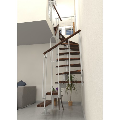 Minka Mittelholmtreppe Joker Turn 180° 35 - 304cm Geschosshöhe Walnuss Weiß