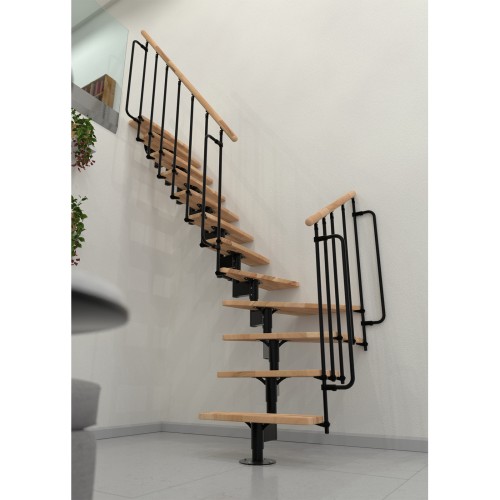 Minka Mittelholmtreppe Joker Turn 35 - 304cm Geschosshöhe Buche Schwarz
