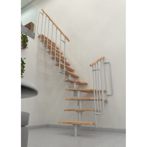 Minka Mittelholmtreppe Joker Turn 35 - 304cm Geschosshöhe Buche Weiß