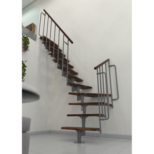 Minka Mittelholmtreppe Joker Turn 35 - 304cm Geschosshöhe Walnuss Grau